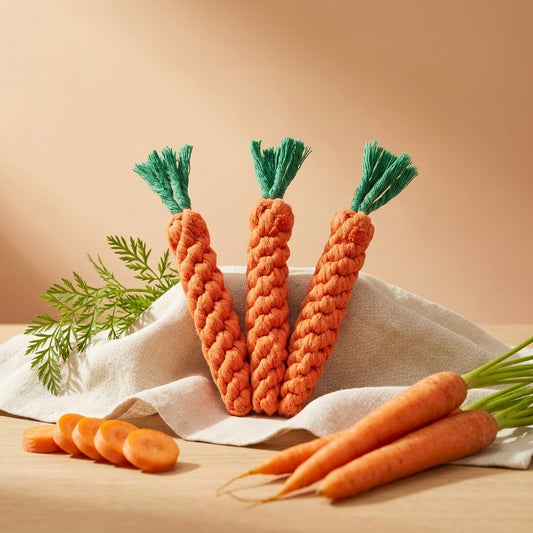 The Vela Crunch-Root: Cotton Rope Weaving Carrot Toy