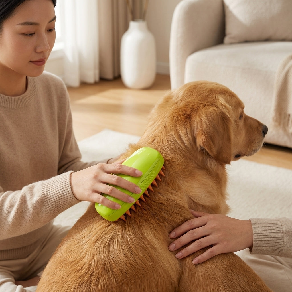 The Vela Steam-Groom: 3-in-1 Electric Pet Cleaning Brush