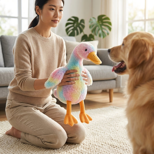 The Vela Rainbow-Duck: 50cm Soft Plush Companion