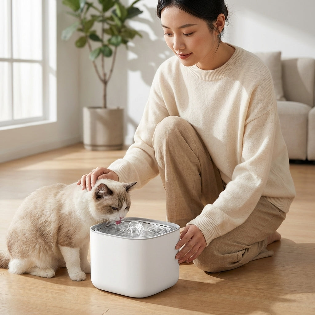 The Vela Hydro-Flow: 3L Auto-Recirculating Filter Fountain