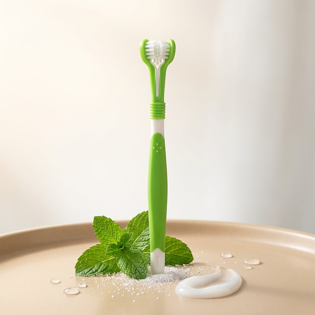 The Vela Triple-Clean: 3-Sided Ergonomic Pet Toothbrush