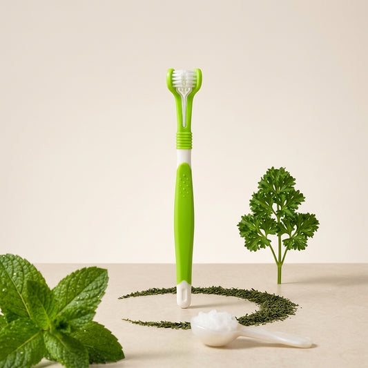 The Vela Triple-Clean: 3-Sided Ergonomic Pet Toothbrush