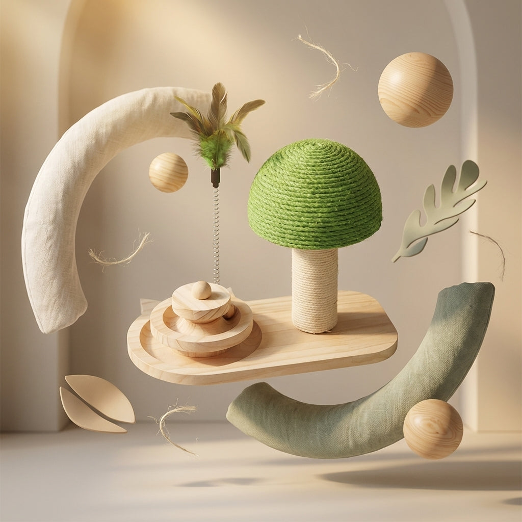 The Vela Sprout-Play: Mushroom Scratching Post & Interactive Track