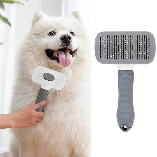 The Vela Bristle-Blitz: Self-Cleaning Pet Grooming Brush