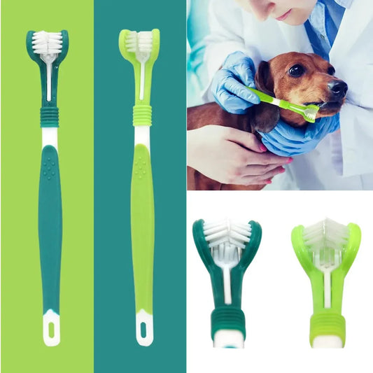 The Vela Triple-Clean: 3-Sided Ergonomic Pet Toothbrush