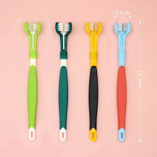 The Vela Triple-Clean: 3-Sided Ergonomic Pet Toothbrush