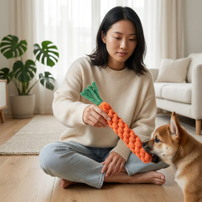 The Vela Crunch-Root: Cotton Rope Weaving Carrot Toy