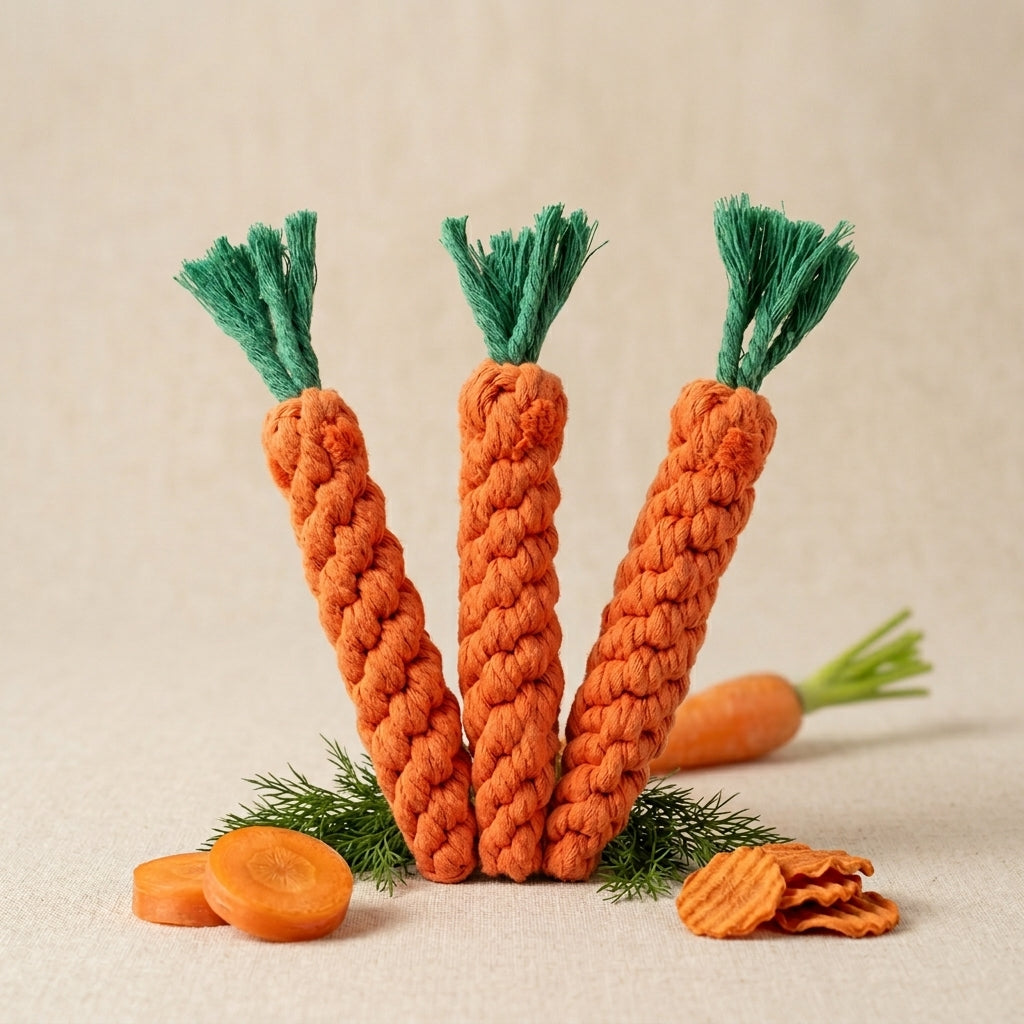 The Vela Crunch-Root: Cotton Rope Weaving Carrot Toy