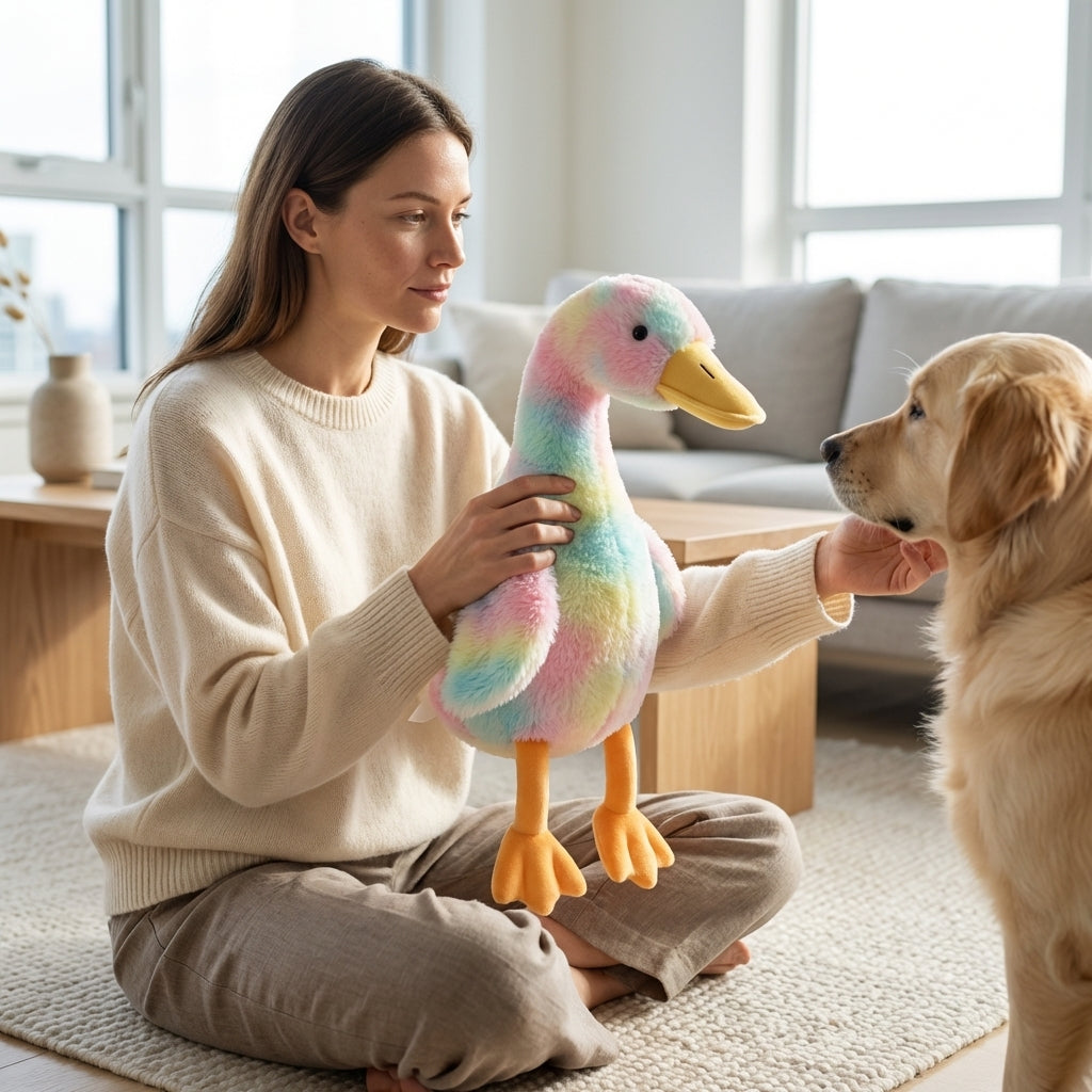 The Vela Rainbow-Duck: 50cm Soft Plush Companion
