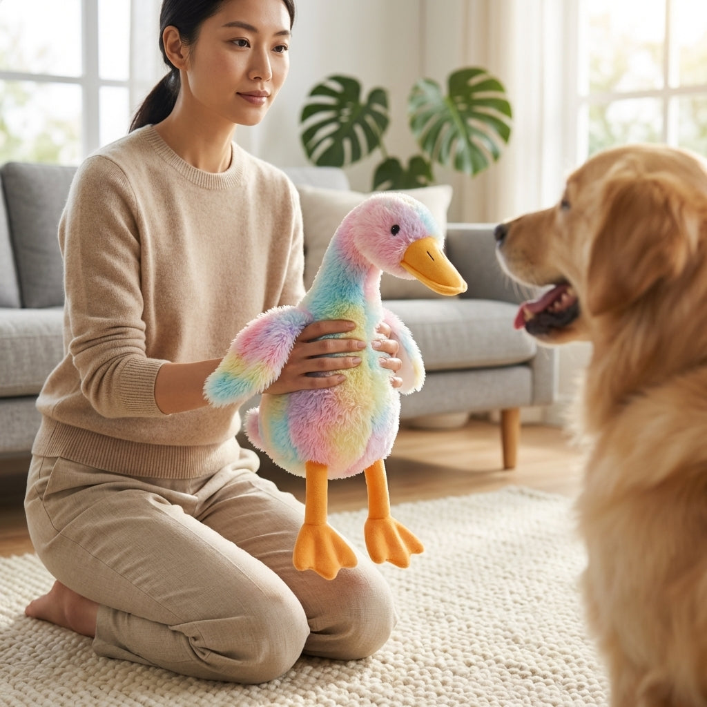 The Vela Rainbow-Duck: 50cm Soft Plush Companion