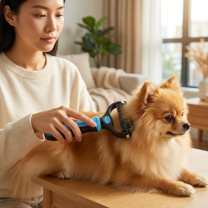 The Vela Dual-Groom: Double-Sided Deshedding & Dematting Tool