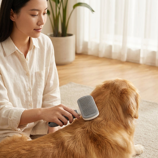 The Vela Bristle-Blitz: Self-Cleaning Pet Grooming Brush