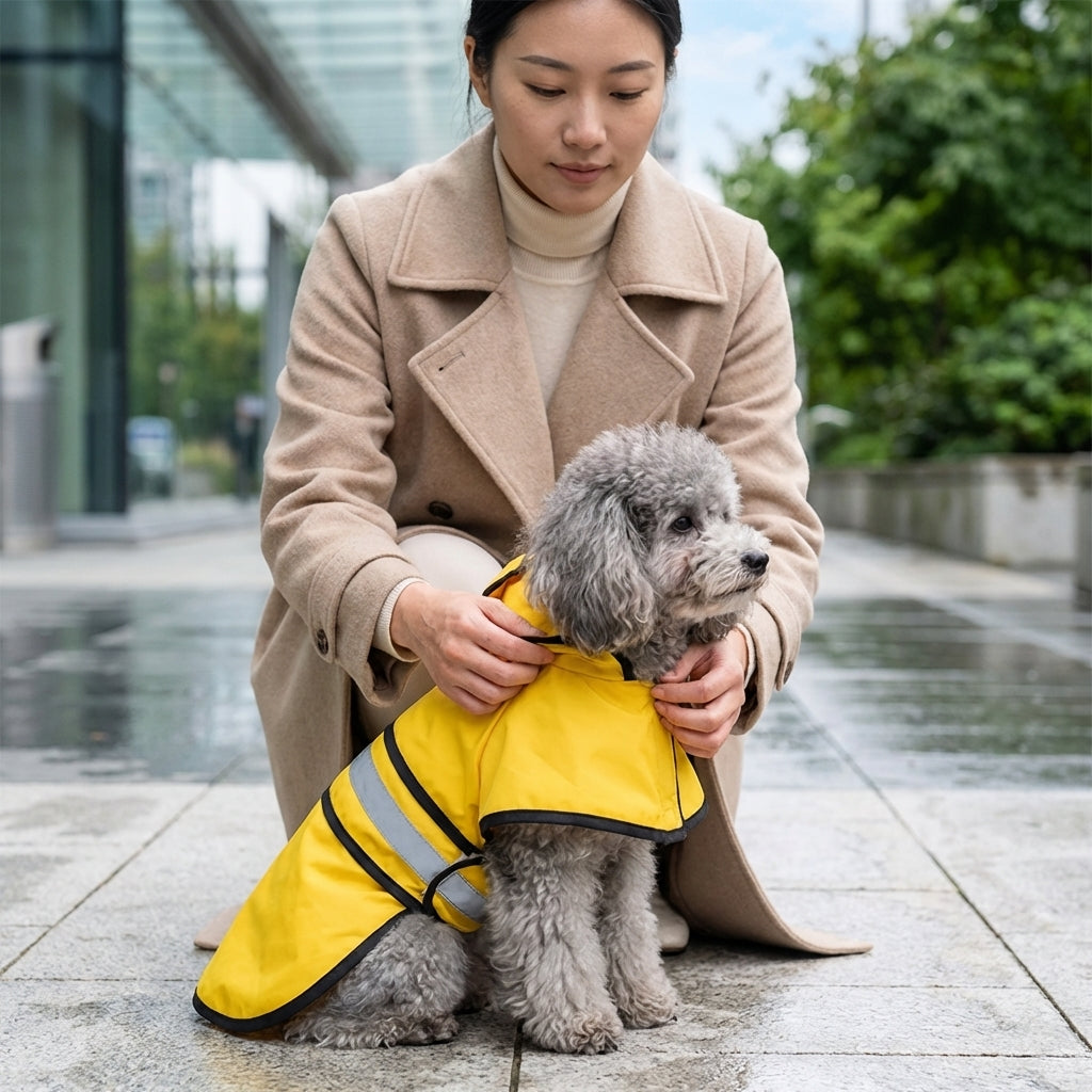 The Vela Storm-Shield: Adjustable Reflective Pet Raincoat