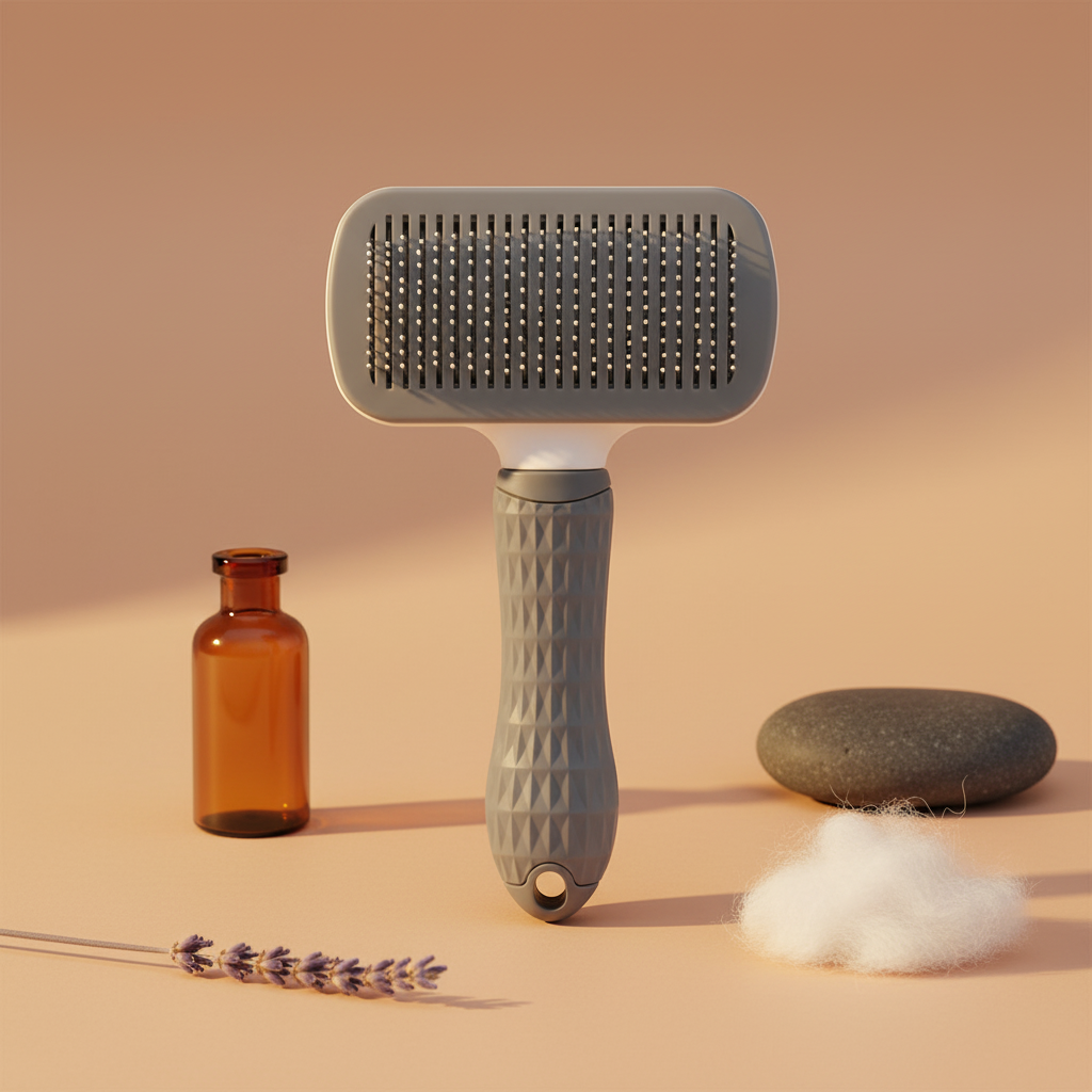The Vela Bristle-Blitz: Self-Cleaning Pet Grooming Brush