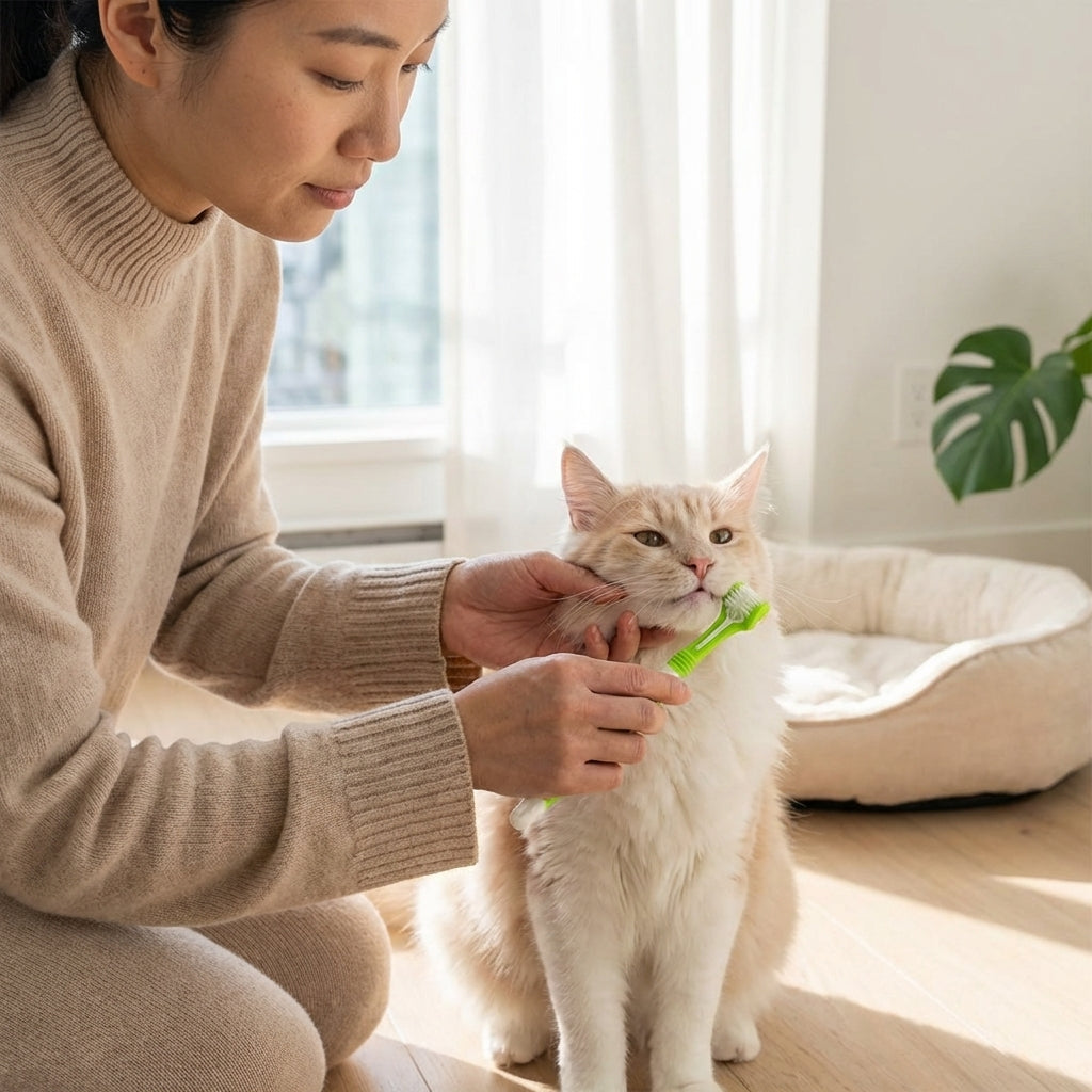 The Vela Triple-Clean: 3-Sided Ergonomic Pet Toothbrush