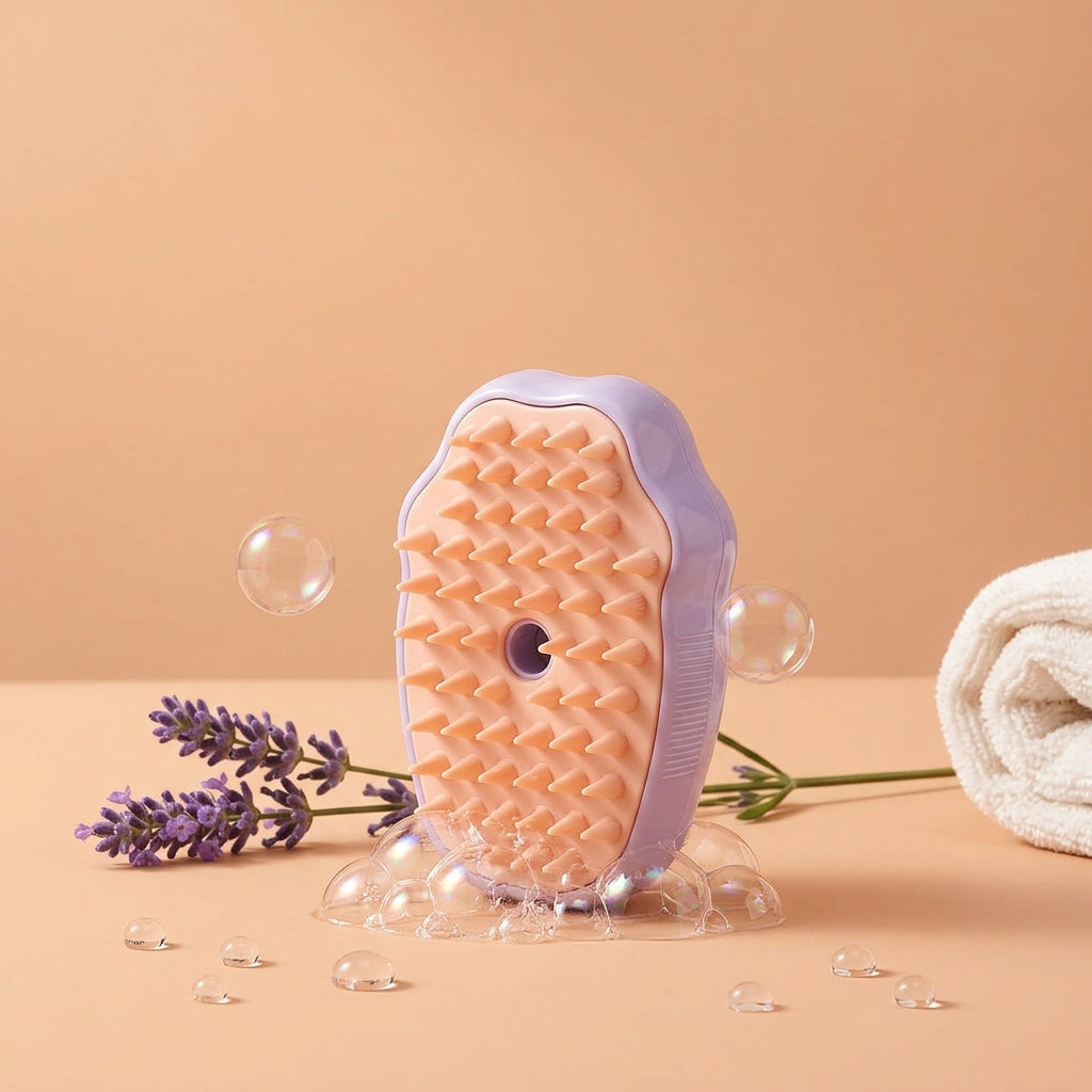 The Vela Steam-Groom: 3-in-1 Electric Mist & Massage Brush