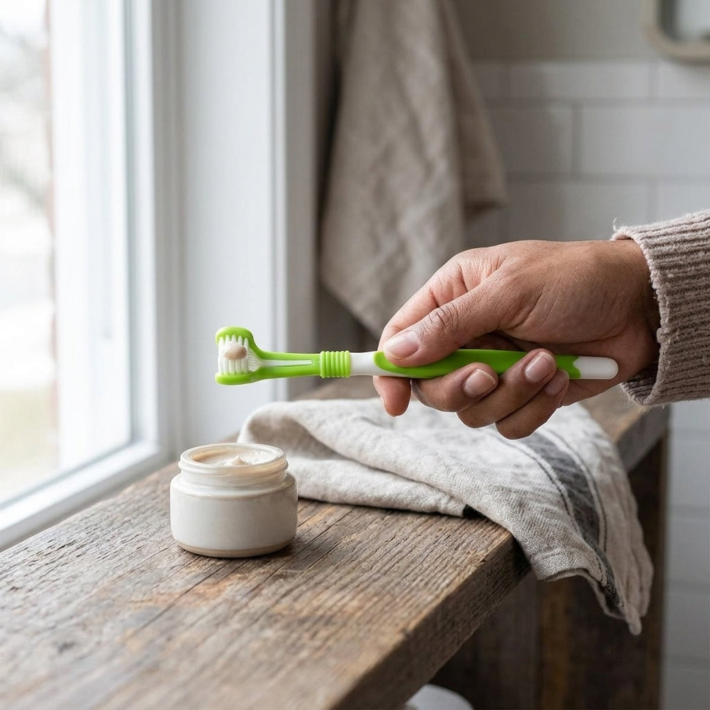 The Vela Triple-Clean: 3-Sided Ergonomic Pet Toothbrush