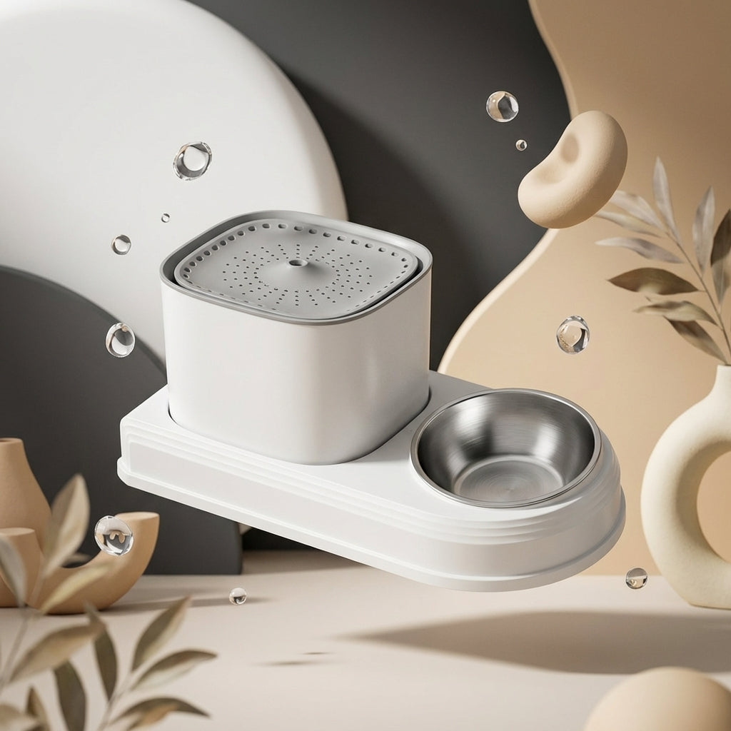 The Vela Flow-Refresh: 2-in-1 Filtered Fountain & Feeder