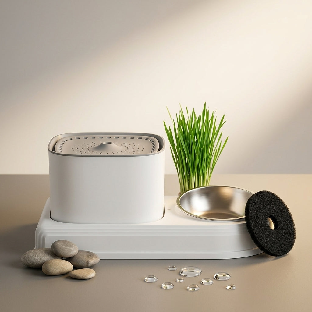 The Vela Flow-Refresh: 2-in-1 Filtered Fountain & Feeder