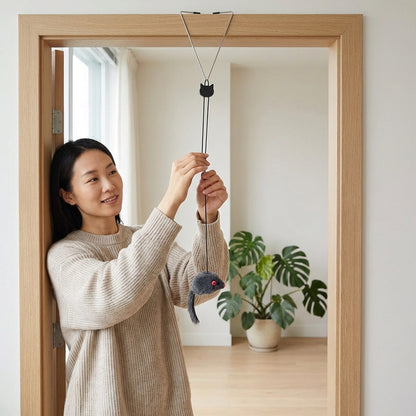 The Vela Leap-Hunter: Retractable Hanging Mouse Toy