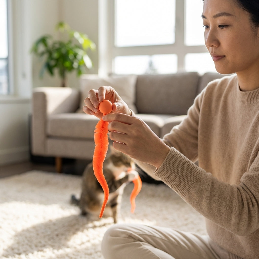 The Vela Spring-Worm: Interactive Bouncing Cat Toy