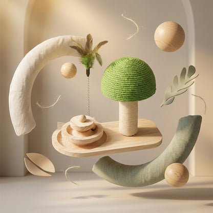 The Vela Sprout-Play: Mushroom Scratching Post & Interactive Track