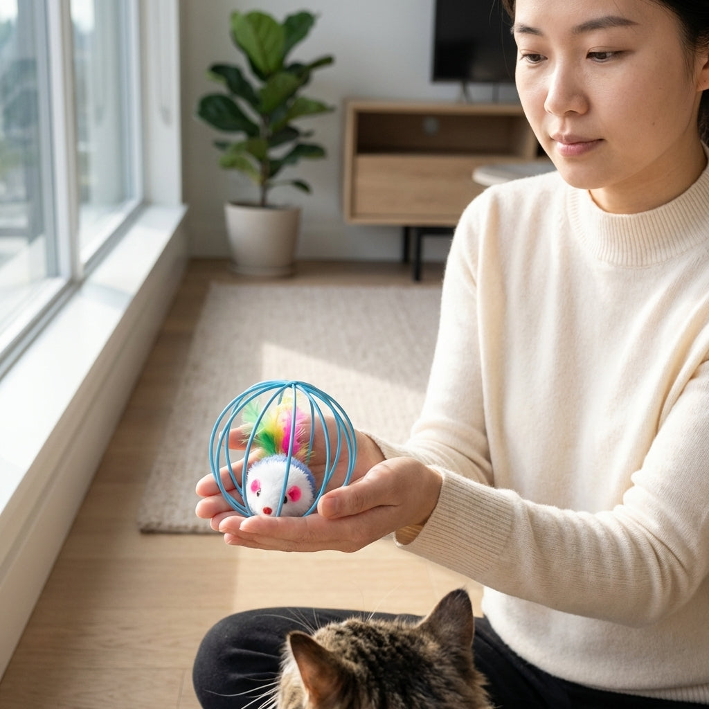 The Vela Mouse-in-a-Cage: Colorful Plush Simulation Toy