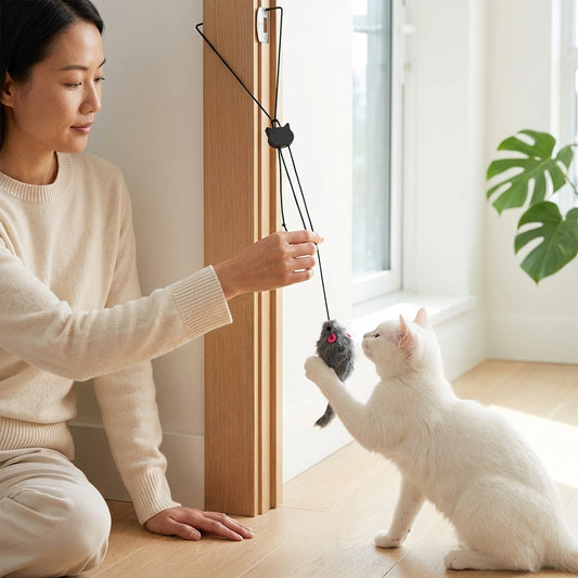The Vela Leap-Hunter: Retractable Hanging Mouse Toy