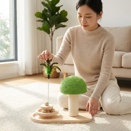 The Vela Sprout-Play: Mushroom Scratching Post & Interactive Track