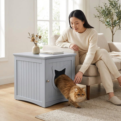 The Vela Haven: 2-in-1 Litter Box Enclosure & Side Table