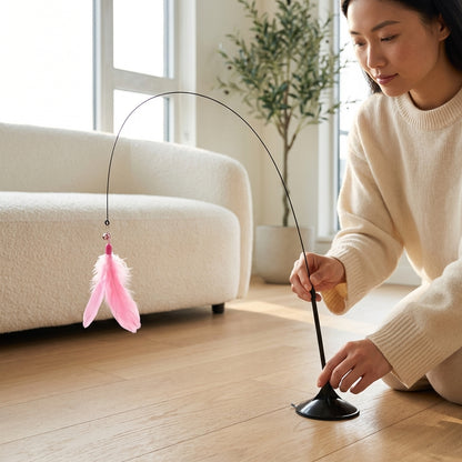 Vela Feather-Flex: 2-in-1 Suction Cup Cat Wand