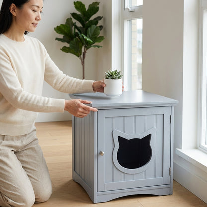 The Vela Haven: 2-in-1 Litter Box Enclosure & Side Table