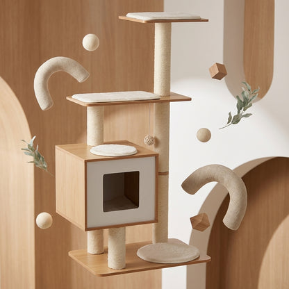 The Vela Scandinavian Wood Cat Tower & Activity Center