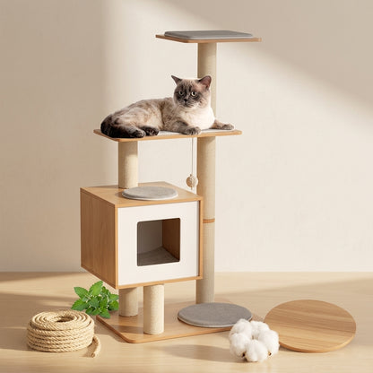 The Vela Scandinavian Wood Cat Tower & Activity Center
