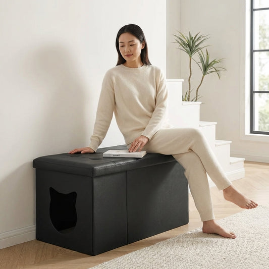 The Vela Hidden Sanctuary: Designer Ottoman & Litter Enclosure