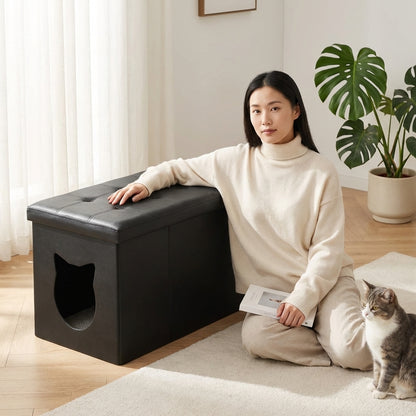 The Vela Hidden Sanctuary: Designer Ottoman & Litter Enclosure